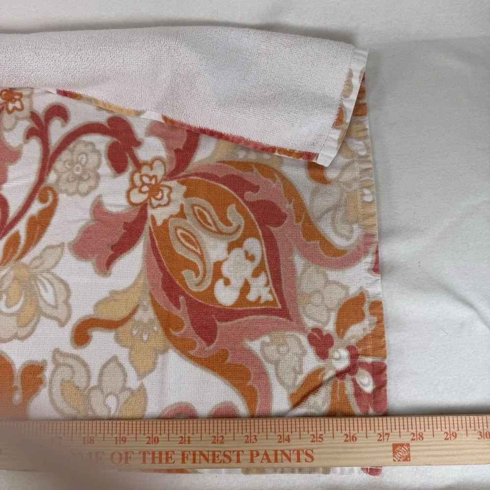POTTERY BARN 4 Pc Bath & Hand Towel Set Red Coral Gold Paisley Floral Jacobean